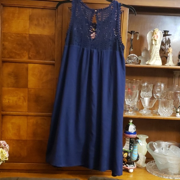 Xhilaration Navy Blue Embroidery/Lace Dress SZ S - Picture 3 of 7